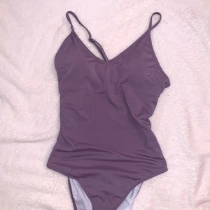 open back lavender bathing suit